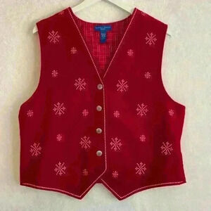 Karen Scott Red Snowflake Vest